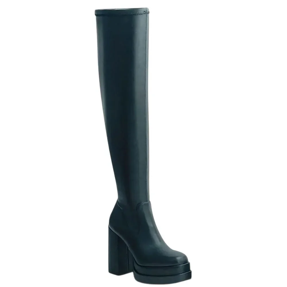 Wild Pair size 9.5 Ozzey Faux Leather Zipper Over-The-Knee Boots